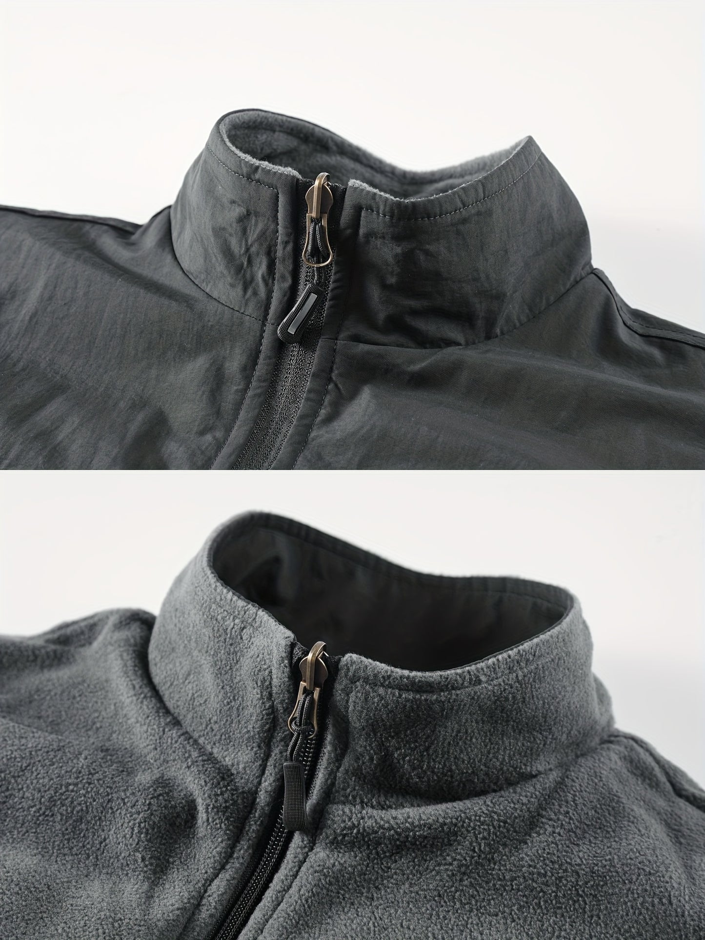 Multi Pockets Reversible Cargo Vest, Men's Casual Outwear Stand Collar Zip Up Vest For Outdoor Fishing Photography