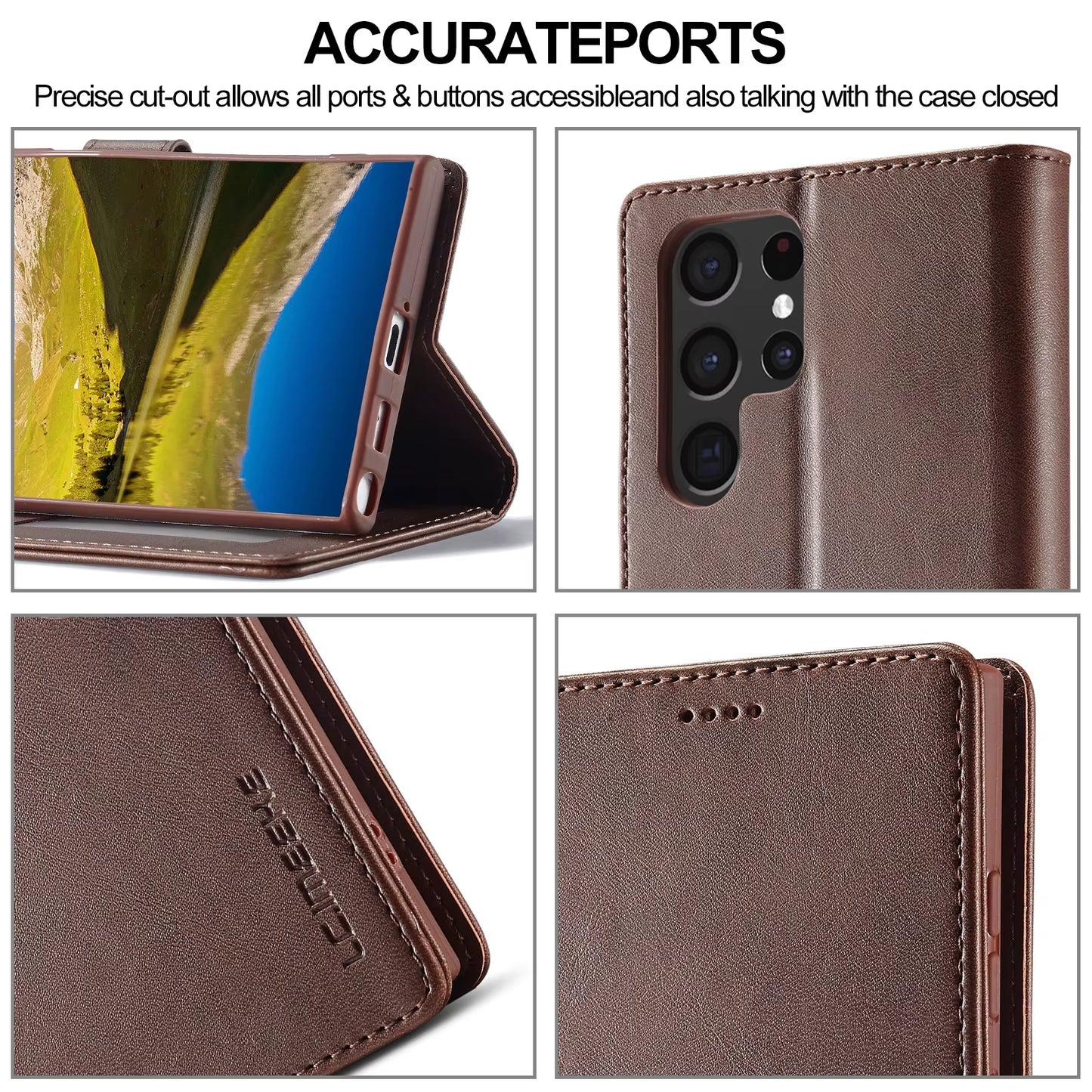 Leather Wallet Case for Samsung Galaxy S25 S24 S23 S22 Ultra S21 S20 FE S10 S9 plus Note20 10 plus Business Flip Card Cover