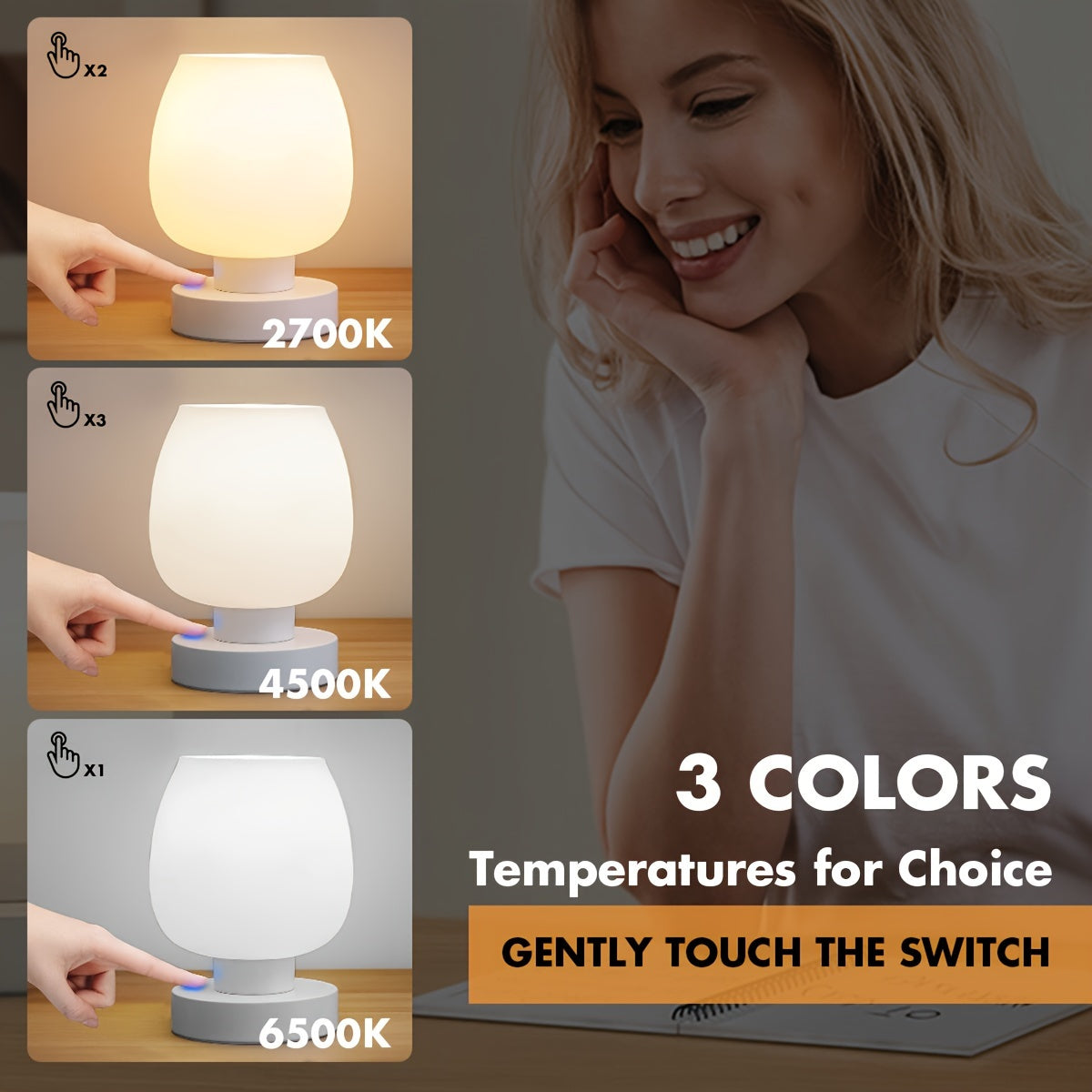 Rechargeable LED Desk Lamp with 3 Color Modes, Adjustable Brightness, Eye-Care Reading Light for Bedroom and Office