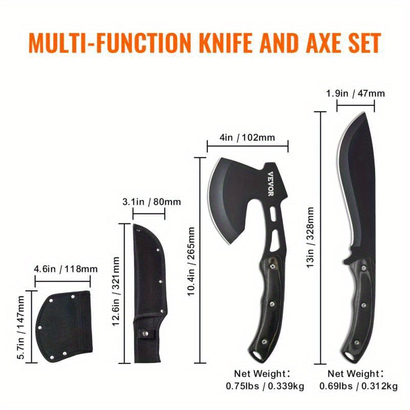 Hunting Knife And Axes Shaft Kit with Sheath, for Outdoor Camping Survival Equipment