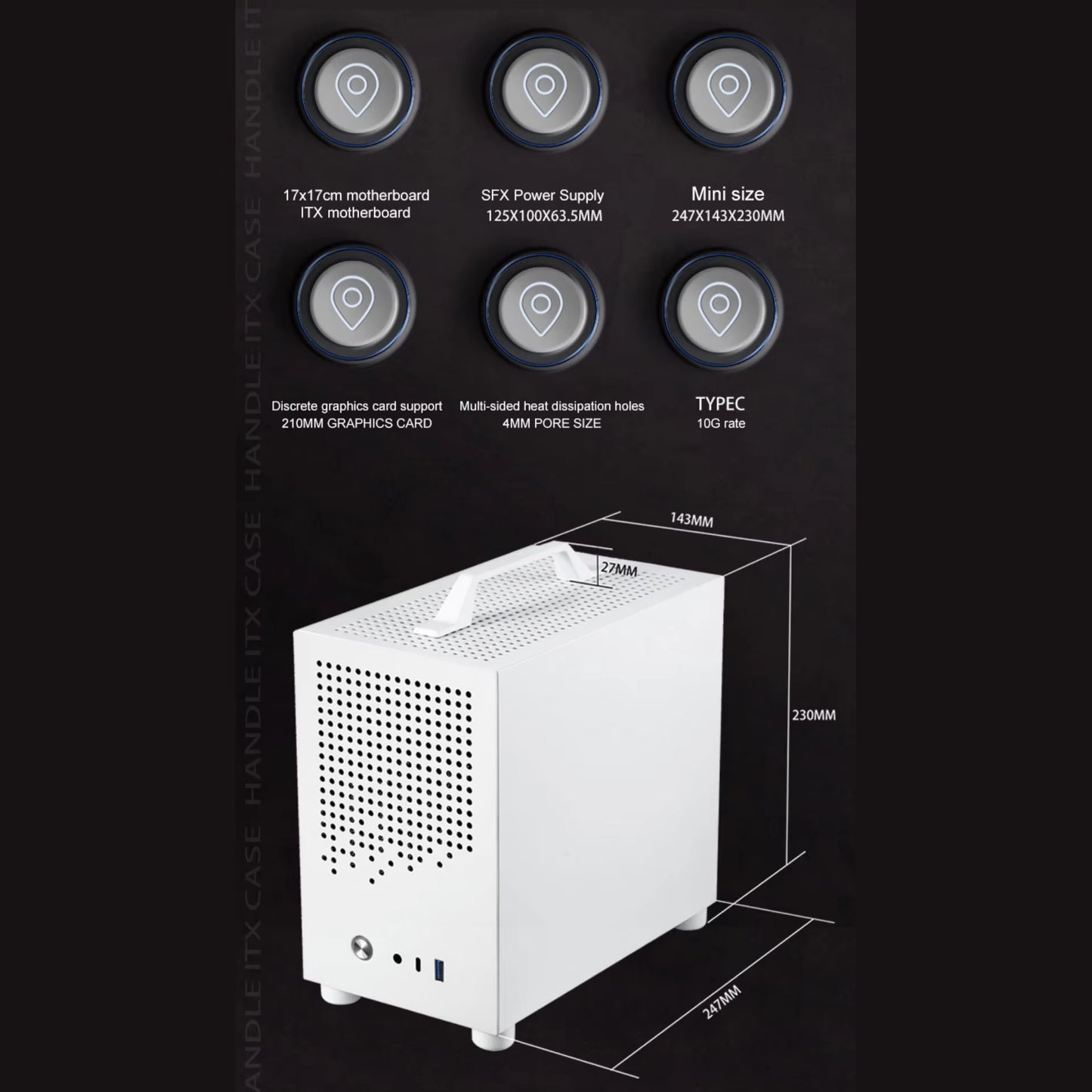 SGCC Portable Desktop Computer Mini Case SFF Small Form Factor Mini-Itx Computer Case