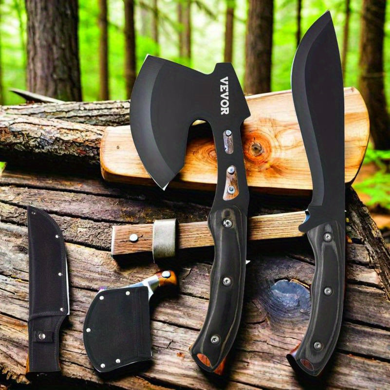 Hunting Knife And Axes Shaft Kit with Sheath, for Outdoor Camping Survival Equipment