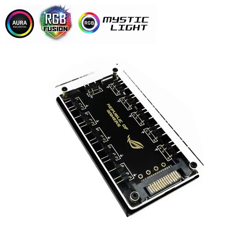 ASUS AURA SYNC 5V 3-Pin RGB 10 Hub Splitter SATA Power 3Pin ARGB Adapter Extension Cable for GIGABYTE MSI Asrock RGB LED W/ Case