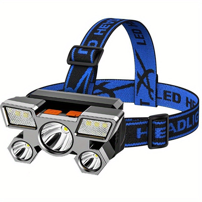 USB Rechargeable Headlamp Portable 5LED Headlight Built In Battery Torch Portable Working Light Fishing Camping Head Light For Travel, Camping, Fishing, Hunting