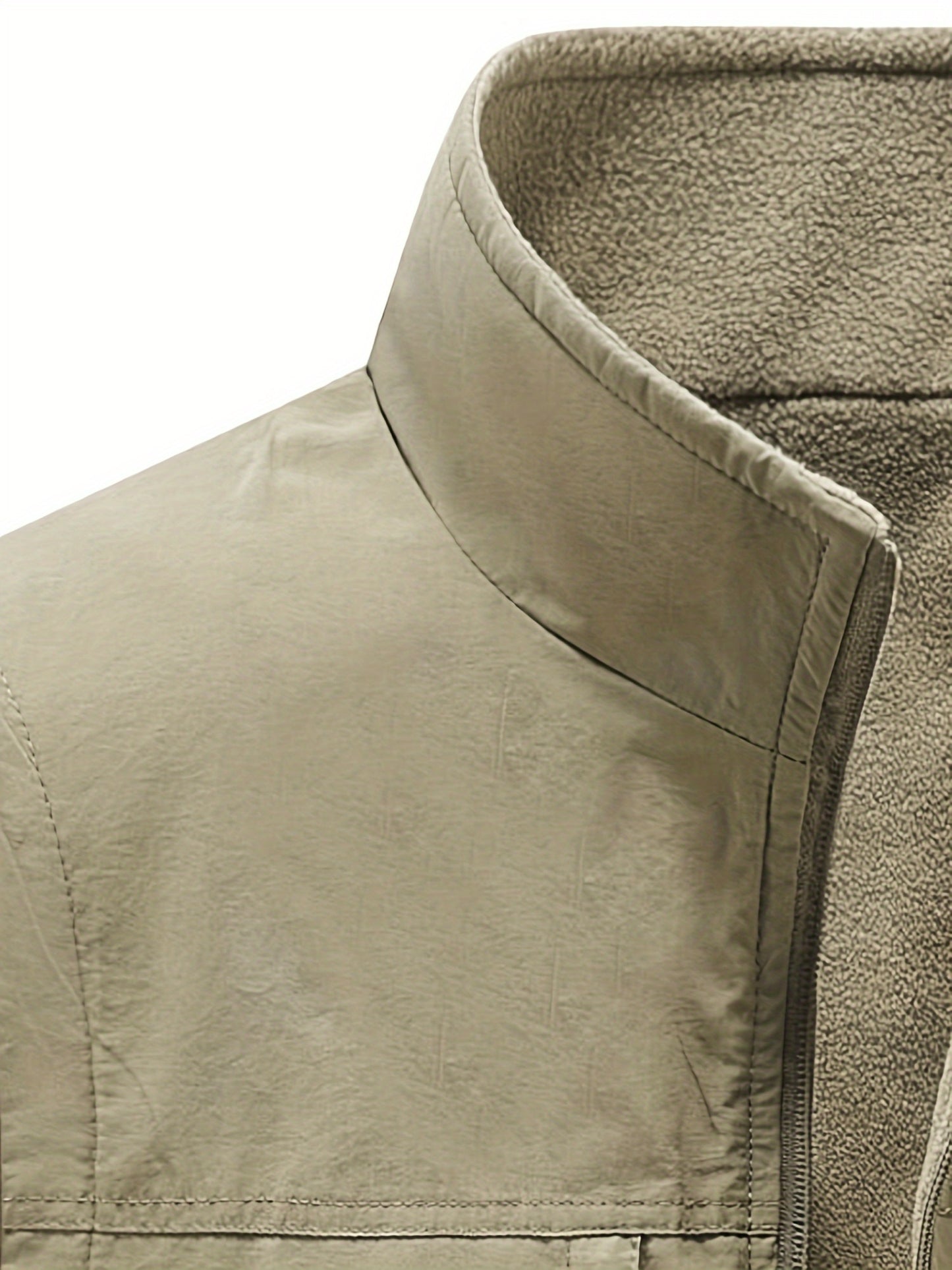 Multi Pockets Reversible Cargo Vest, Men's Casual Outwear Stand Collar Zip Up Vest For Outdoor Fishing Photography