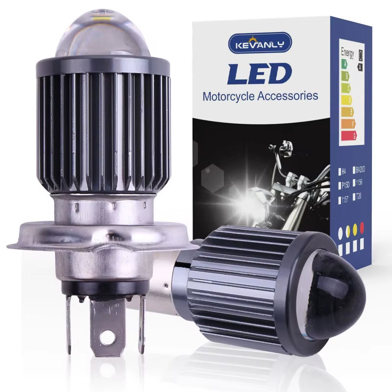 H4 LED Motorcycle Headlight Bulbs 3570 CSP Lens White White Hi Lo Beam Fog Lamp Universal Driving Lamp Scooter Accessories