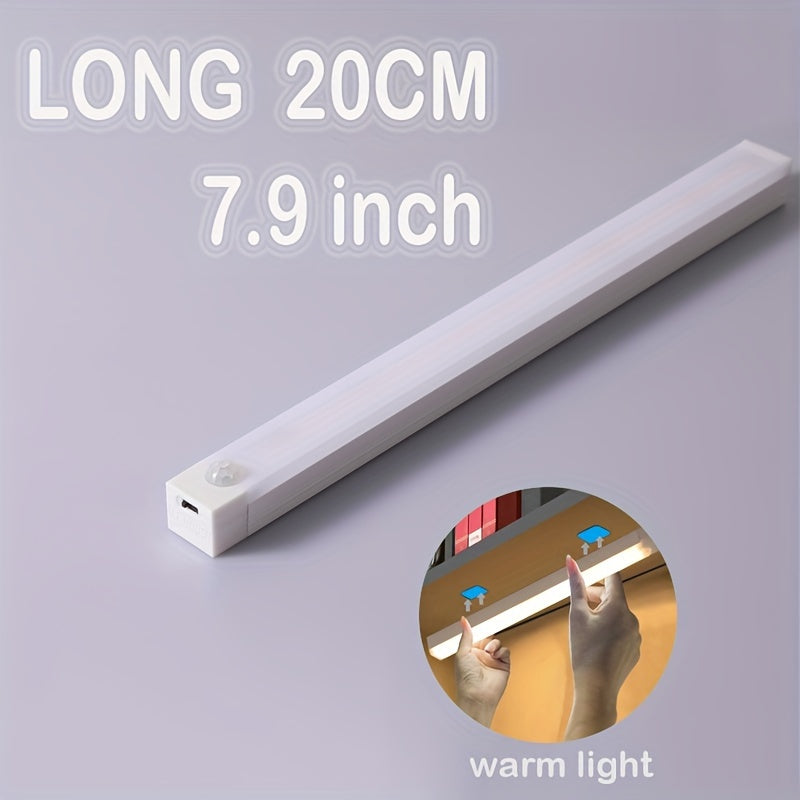 Smart Human Body Sensing LED Light, Long Strip Wireless Magnetic Absorption Self-adhesive Wardrobe Light, USB With Rechargeable Wine Cabinet Cabinet Light Strip, Used For Counter Wardrobe Lighting, Rechargeable Kitchen Night