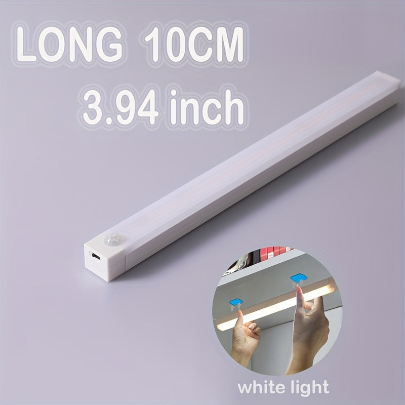 Smart Human Body Sensing LED Light, Long Strip Wireless Magnetic Absorption Self-adhesive Wardrobe Light, USB With Rechargeable Wine Cabinet Cabinet Light Strip, Used For Counter Wardrobe Lighting, Rechargeable Kitchen Night