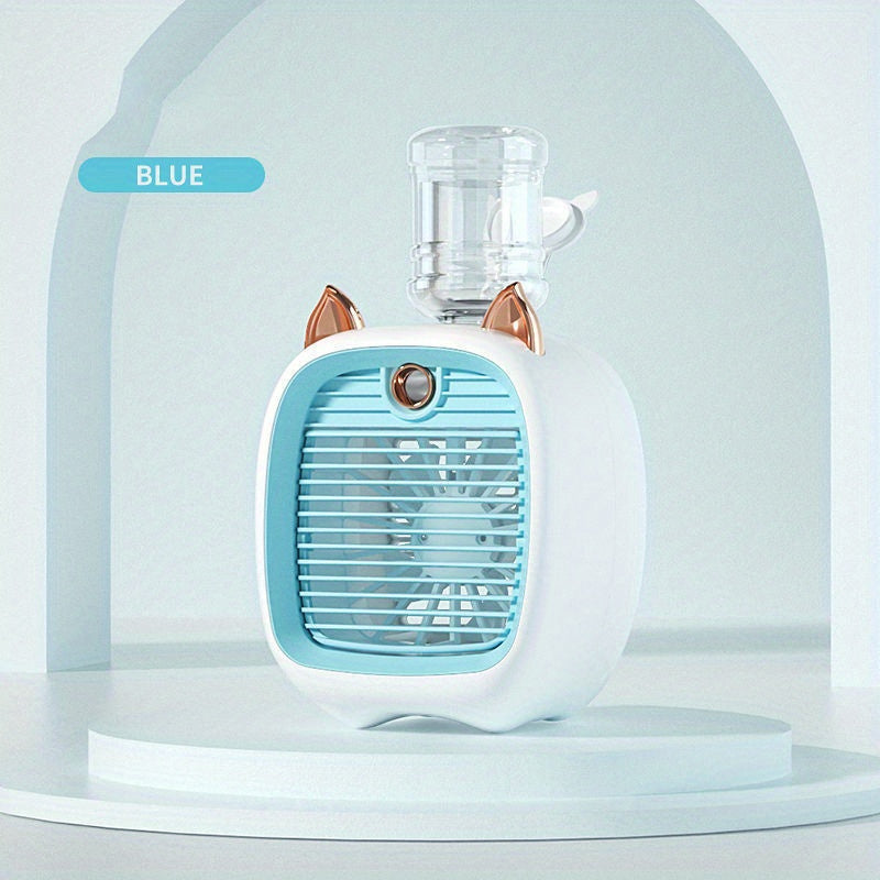 Portable Mini Air Conditioning Fan, Desk Misting Fan With 1200mAh Battery, 3-speed Air Cooler Fan, USB Type-c Charging, Humidifier, Perfect For Home, Office, Birthday Gift