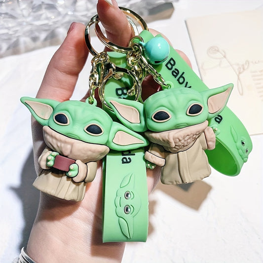 Disney Star Wars Baby Yoda Keychain, 2.72-inch Silicone Cartoon Figure, Cute Casual Style Bag Pendant, Ideal Gift