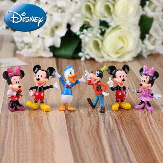 Disney Mickey & Minnie 6pcs Cake Topper Set - Pvc Anime Figures For Birthday Parties, Novelty Toys For Ages 14+