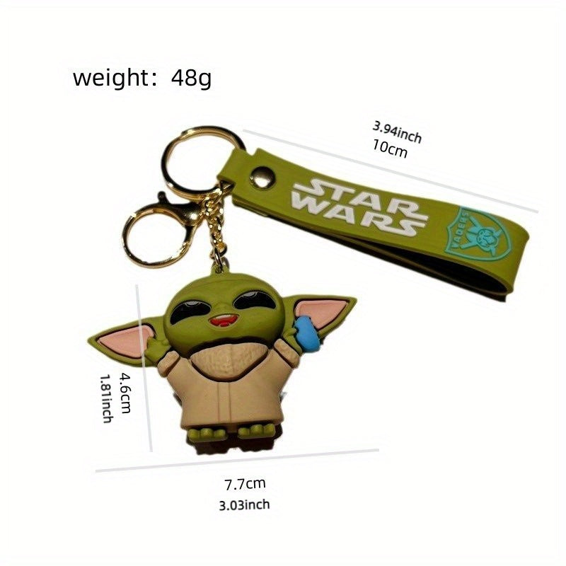 2-Piece Disney Star Wars Baby Yoda Keychain Set - Cute Cartoon & Anime Pendant For Backpacks, Cars & Travel - Perfect Birthday Gift