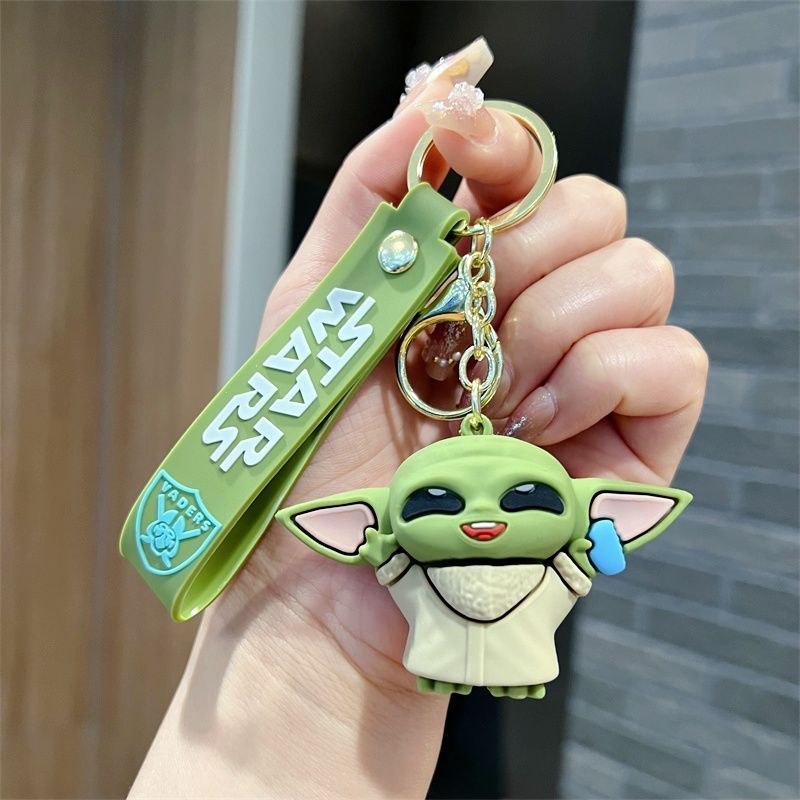 2-Piece Disney Star Wars Baby Yoda Keychain Set - Cute Cartoon & Anime Pendant For Backpacks, Cars & Travel - Perfect Birthday Gift