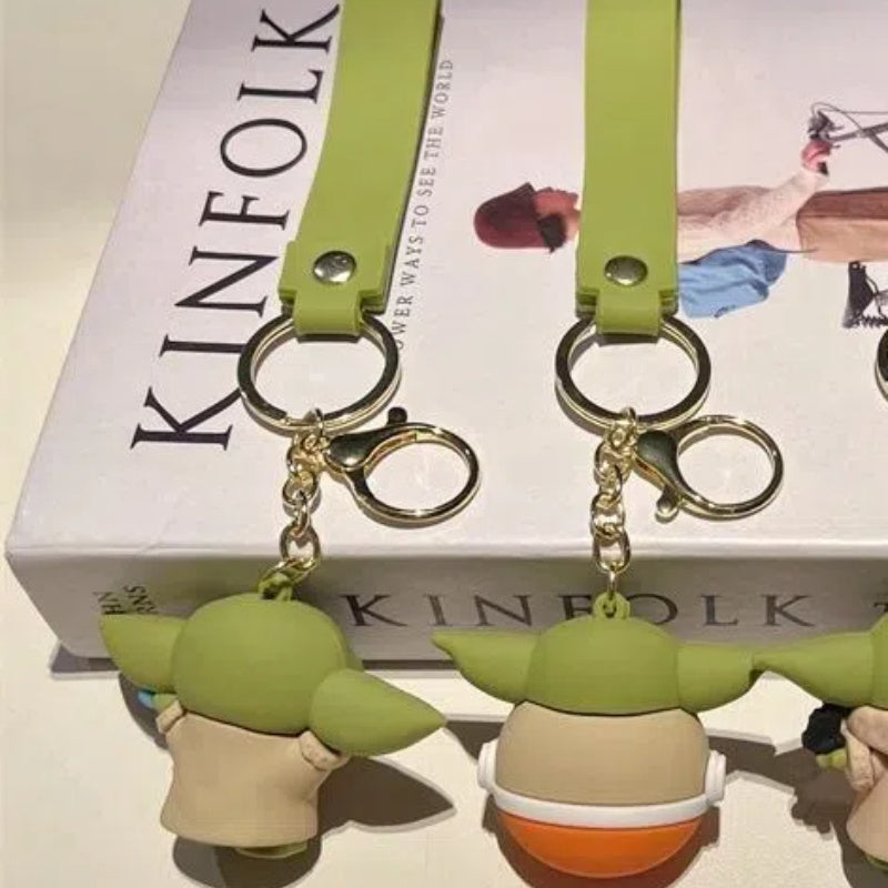 2-Piece Disney Star Wars Baby Yoda Keychain Set - Cute Cartoon & Anime Pendant For Backpacks, Cars & Travel - Perfect Birthday Gift