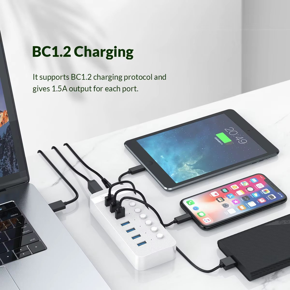 Sub-Brand QIC Industrial USB 3.0 HUB 7 Port 10 Port USB OTG Splitter with 12V Power Adapter Support Charger for Computer