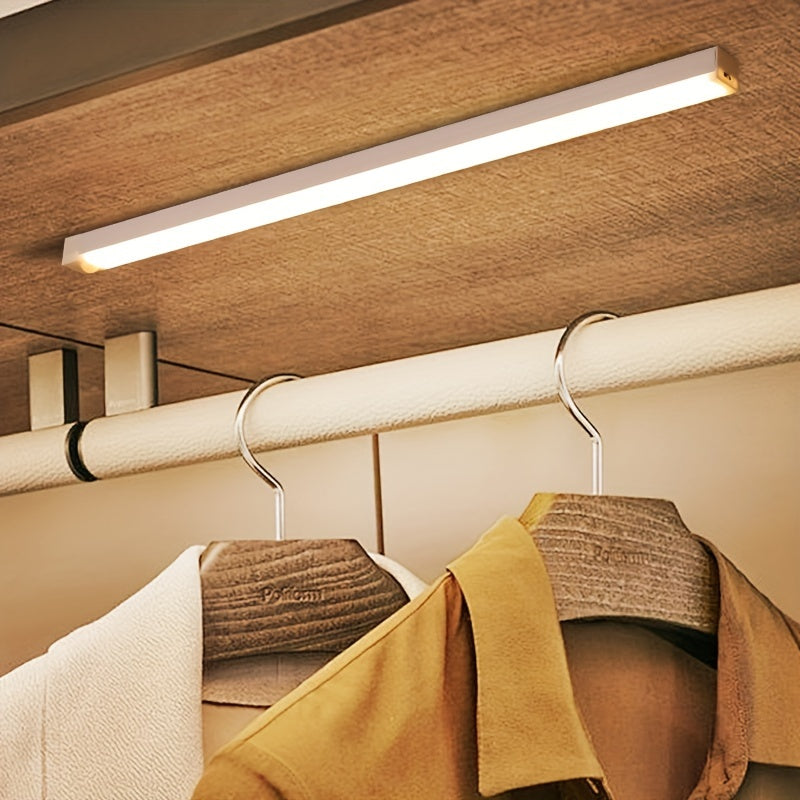 Smart Human Body Sensing LED Light, Long Strip Wireless Magnetic Absorption Self-adhesive Wardrobe Light, USB With Rechargeable Wine Cabinet Cabinet Light Strip, Used For Counter Wardrobe Lighting, Rechargeable Kitchen Night