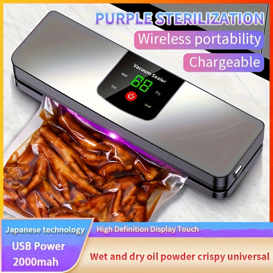 USB Rechargeable Automatic Vacuum Sealer with LED Display - Portable Food Storage Solution for Camping, Hunting & Kitchen Use, Ideal Mother'S Day & Christmas Gift, Outdoor Food Storage|Automatic Sealing Machine|Durable Constr