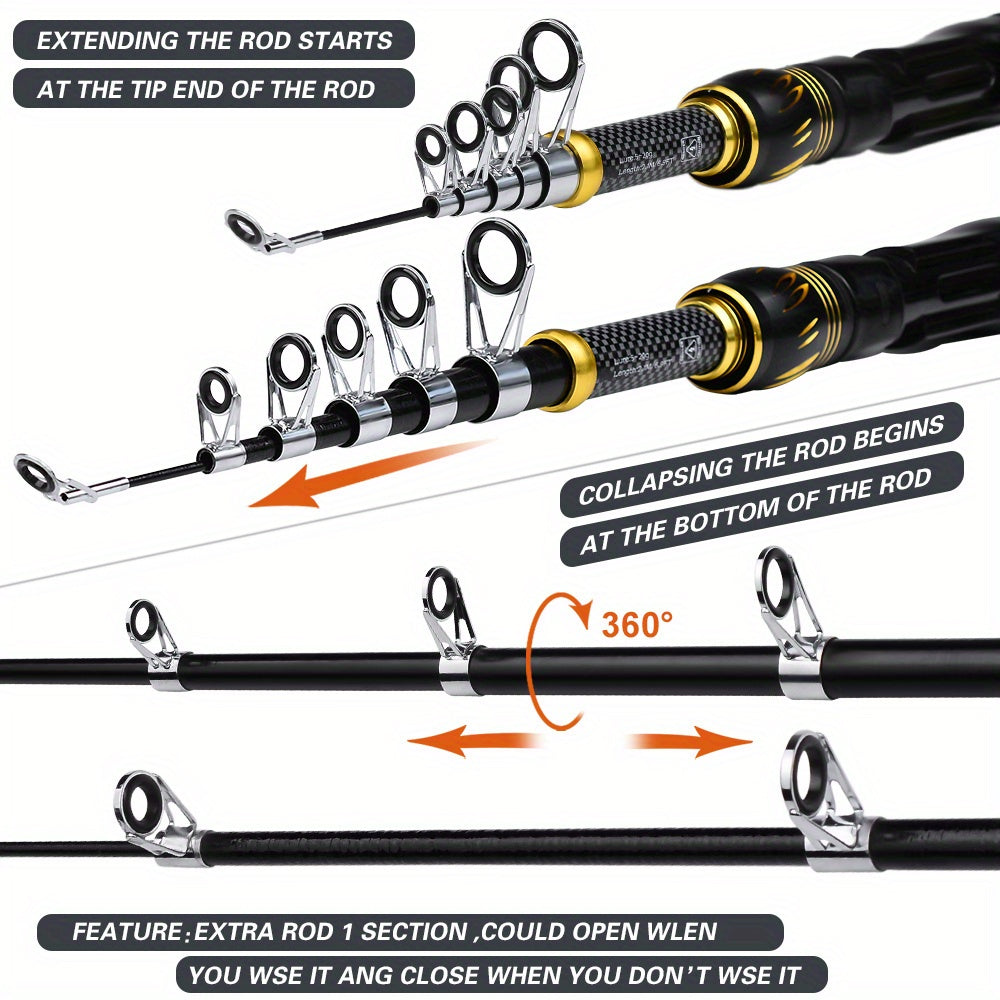 PROBEROS Complete Fishing Kit: 149.35cm-240.79cm Lightweight Glass Steel Spinning Rod & Reel Combo, Colorful Lures, Sinkers, Hooks with Camo Storage Bag - Perfect for Freshwater & Saltwater, Fishing Hooks