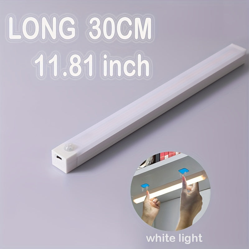 Smart Human Body Sensing LED Light, Long Strip Wireless Magnetic Absorption Self-adhesive Wardrobe Light, USB With Rechargeable Wine Cabinet Cabinet Light Strip, Used For Counter Wardrobe Lighting, Rechargeable Kitchen Night