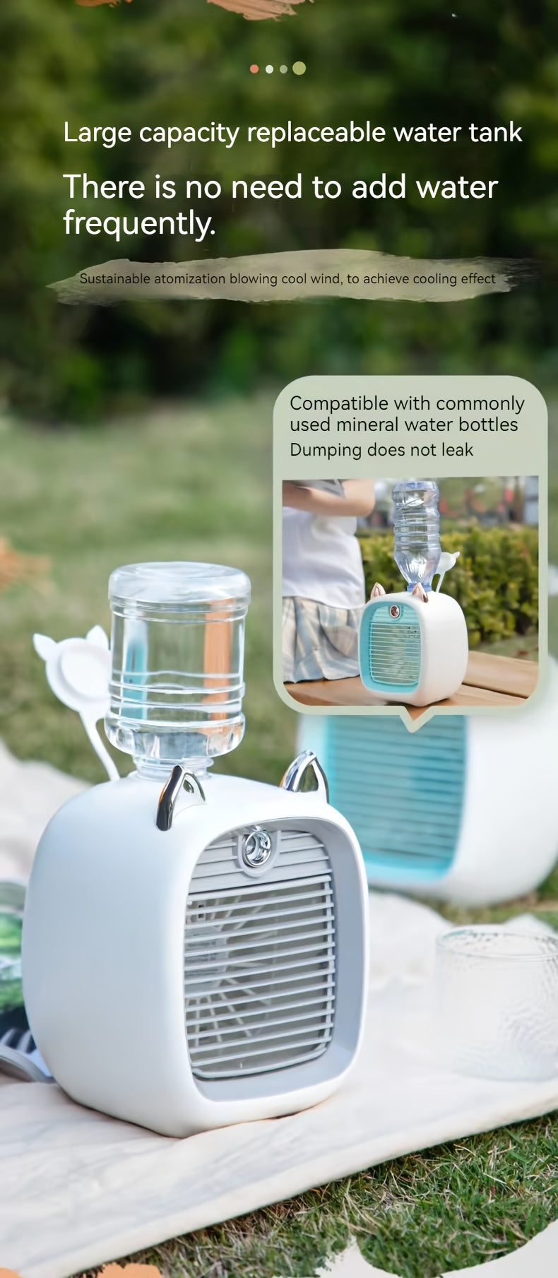 Portable Mini Air Conditioning Fan, Desk Misting Fan With 1200mAh Battery, 3-speed Air Cooler Fan, USB Type-c Charging, Humidifier, Perfect For Home, Office, Birthday Gift