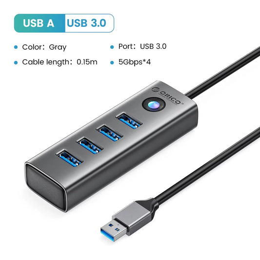 USB HUB 4/7 Ports Splitter USB 3.0 HUB High-Speed Transmission Type C HUB Laptop Expansion Computer Accessories for Laptop