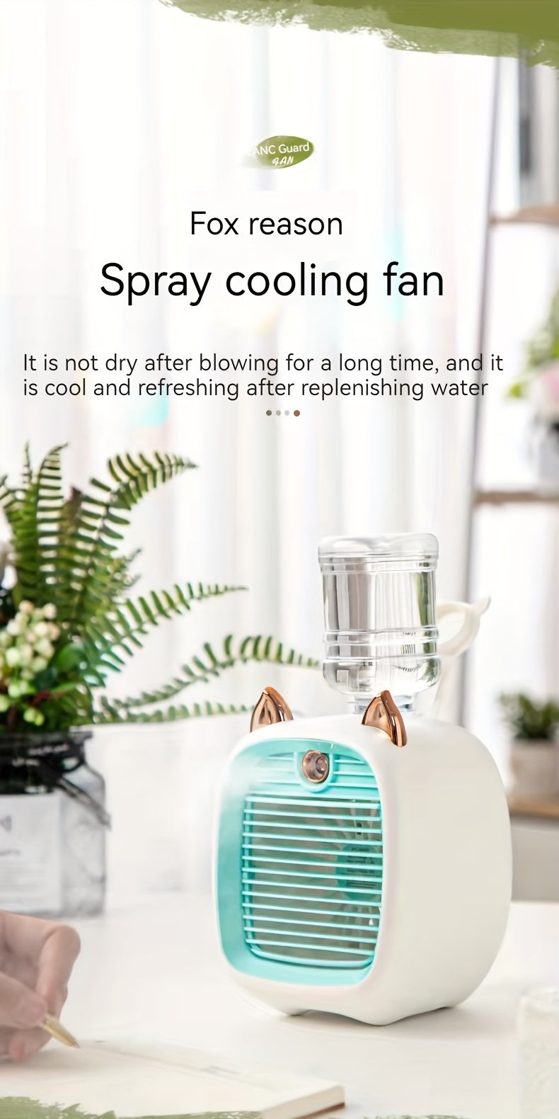 Portable Mini Air Conditioning Fan, Desk Misting Fan With 1200mAh Battery, 3-speed Air Cooler Fan, USB Type-c Charging, Humidifier, Perfect For Home, Office, Birthday Gift