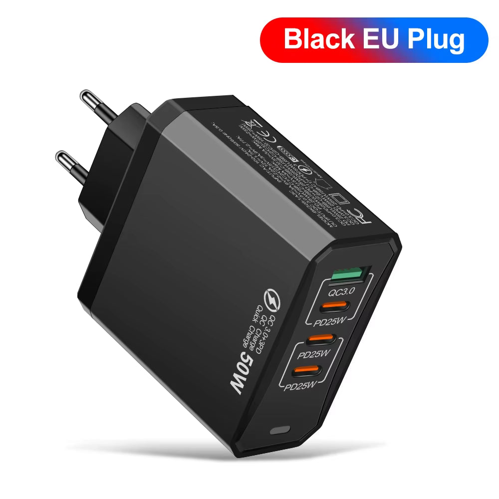 Total 100W USB Charger Phone Charger Fast Charging for Xiaomi Samsung Huawei Travel Charger Adaptor for Iphone Quick Charger