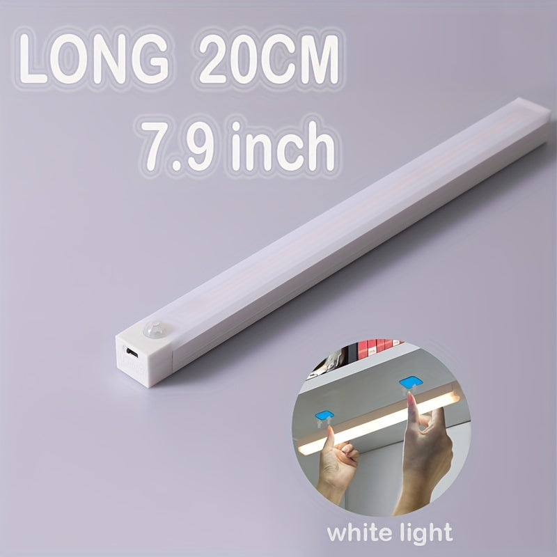 Smart Human Body Sensing LED Light, Long Strip Wireless Magnetic Absorption Self-adhesive Wardrobe Light, USB With Rechargeable Wine Cabinet Cabinet Light Strip, Used For Counter Wardrobe Lighting, Rechargeable Kitchen Night