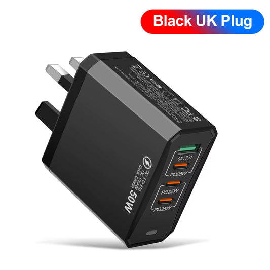 Total 100W USB Charger Phone Charger Fast Charging for Xiaomi Samsung Huawei Travel Charger Adaptor for Iphone Quick Charger