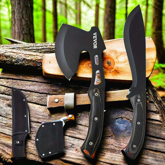 Hunting Knife And Axes Shaft Kit with Sheath, for Outdoor Camping Survival Equipment