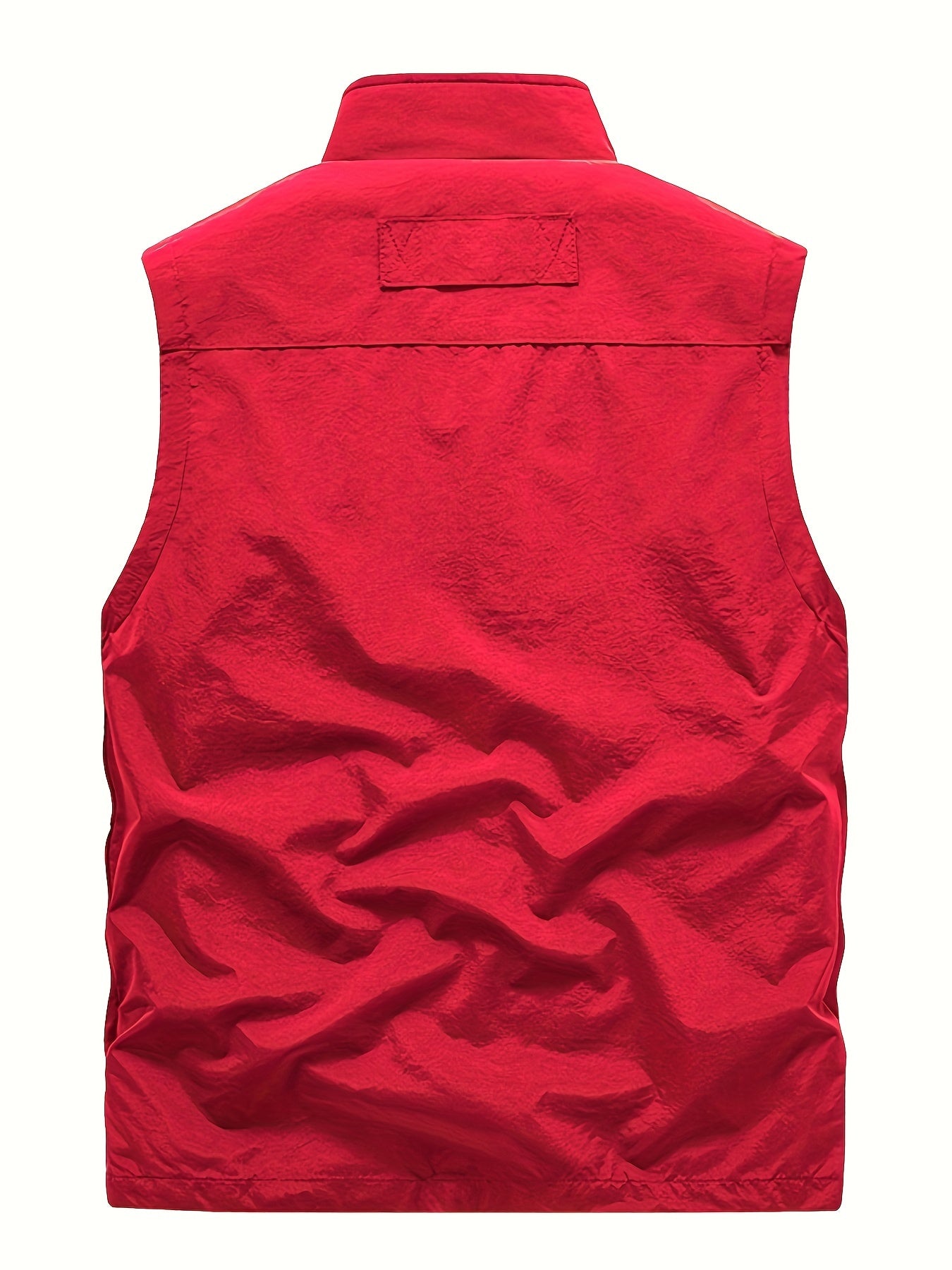 Zipper Pockets Cargo Vest, Men's Casual Outwear Stand Collar Zip Up Vest For Spring Summer Outdoor Fishing Photography