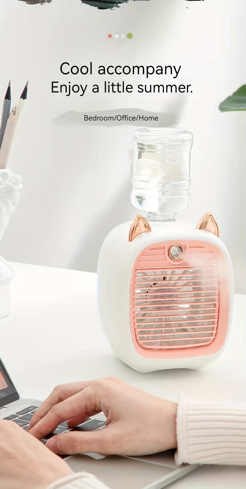 Portable Mini Air Conditioning Fan, Desk Misting Fan With 1200mAh Battery, 3-speed Air Cooler Fan, USB Type-c Charging, Humidifier, Perfect For Home, Office, Birthday Gift