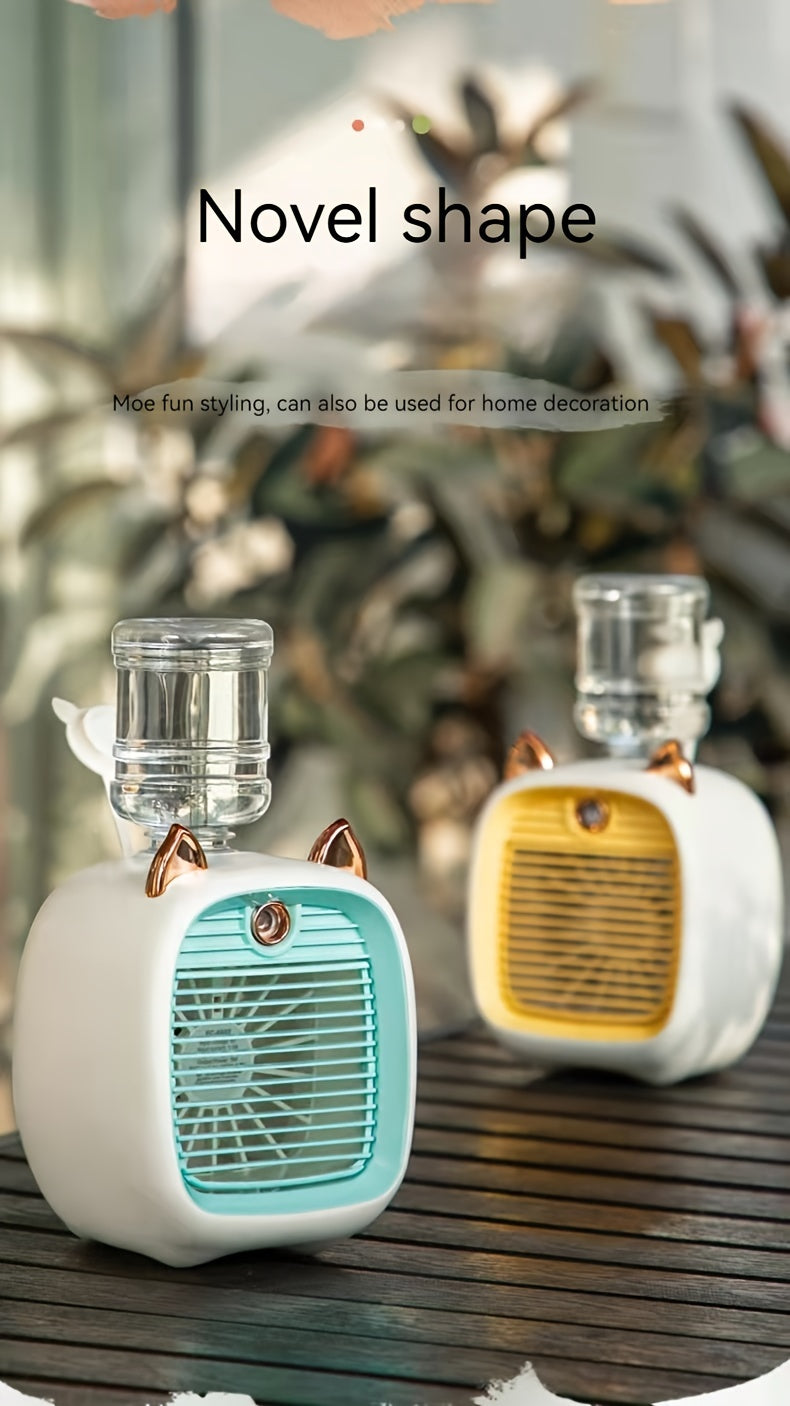 Portable Mini Air Conditioning Fan, Desk Misting Fan With 1200mAh Battery, 3-speed Air Cooler Fan, USB Type-c Charging, Humidifier, Perfect For Home, Office, Birthday Gift