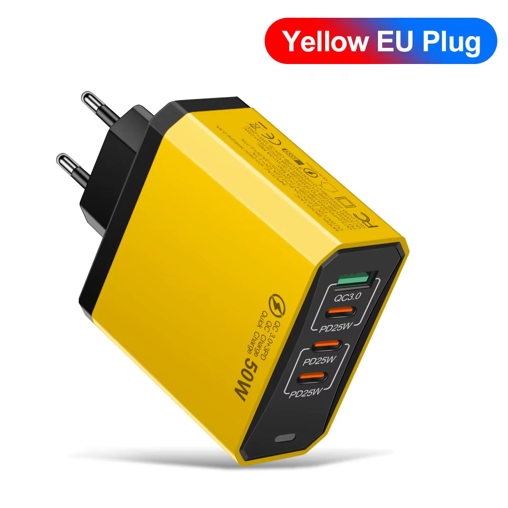Total 100W USB Charger Phone Charger Fast Charging for Xiaomi Samsung Huawei Travel Charger Adaptor for Iphone Quick Charger