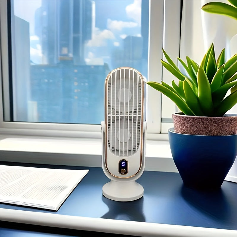 Portable USB Desk Fan, Small Cooling Fan With Smart 5 Speed Led Display, Suitable For Office, Bedroom, Living Room, Outdoor Use