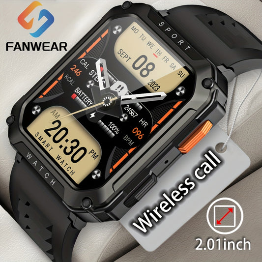 1pc Men's Outdoor Sports Smartwatch, 2.01-inch HD Full Touch Screen, Wireless Call, Voice Assistant, NFC, GPS Trajectory, Pedometer, Fitness Tracker Smartwatch, Suitable For Android/IPhone
