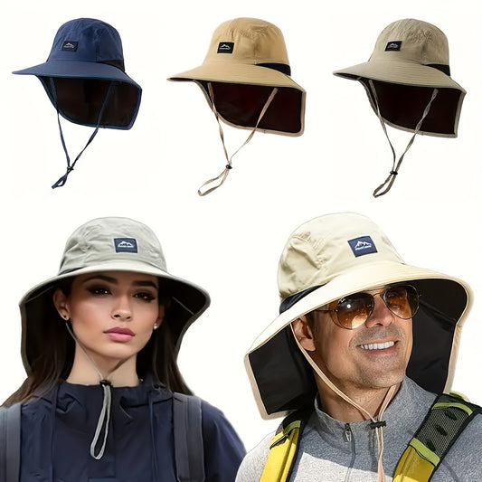 Unisex outdoor sun hat suitable for fishing, travel, camping, and hiking - made of durable polyester material, available in 4 colors: navy blue, black, khaki, and street style.