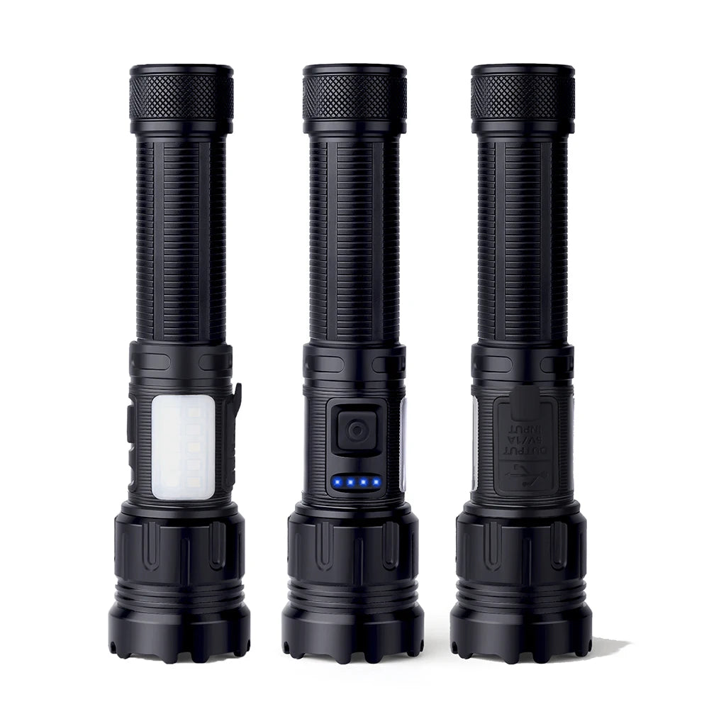 Tactical 4 in 1 Green Red Blue White Light LED Flashlight Type-C Fast Charging Torch for Hunting Fishing