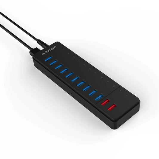 Sub-Brand QIC Industrial USB 3.0 HUB 7 Port 10 Port USB OTG Splitter with 12V Power Adapter Support Charger for Computer