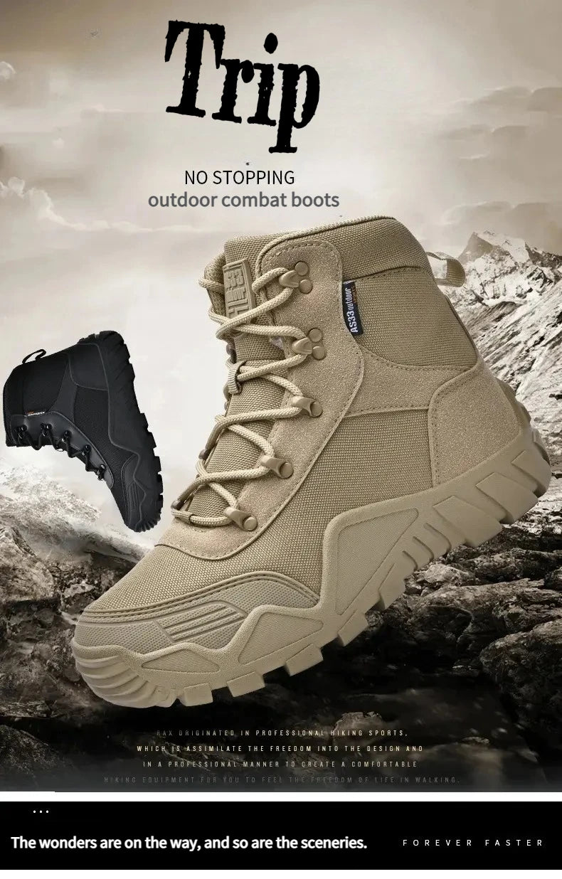 Tooling Style Black High-top Boots Men's Non-slip Combat Boots Dirty-resistant Commuting Versatile British Style High Quality