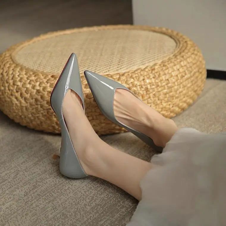 Shoes for Woman 2025 Blue Women's Summer Footwear Black Formal with Medium Heels Stilito Chic and Elegant Genuine Mark E Shoe A