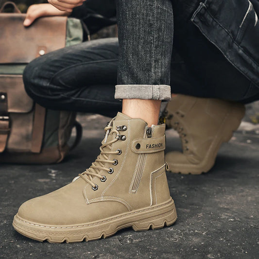 High-top boots, British style, casual and versatile, men's shoes for workwear