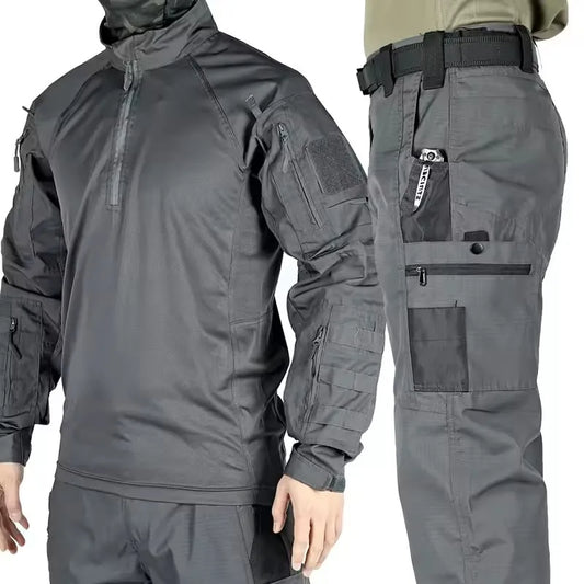 Tactical Suit Set Men Hunting Training Shirt Pants 2 Piece Sets Outdoor Uniform Camouflage Quick-dry Ripstop Clothing Hiking