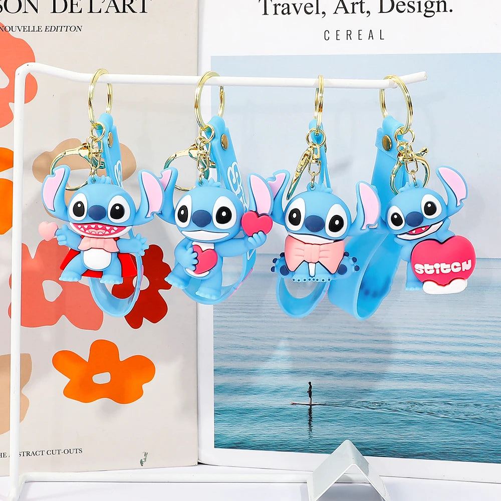 Stitch Keychain, Cute Stitch PVC Doll Key Chain with Chain Ring for Anime Lovers Kawaii Cartoon Bag Car Keys Accessories Gift