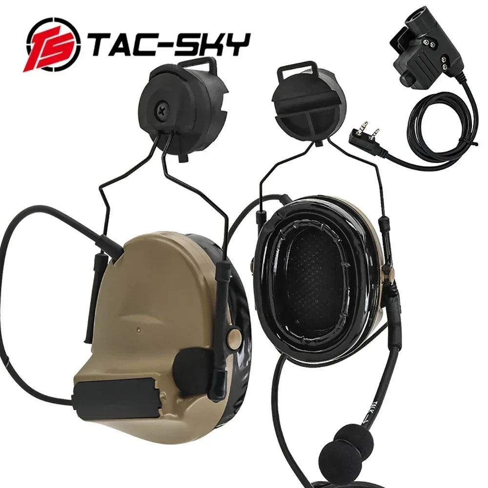 TAC -SKY TSCII Tactical Headset with ARC Rail Adapter Hearing Protection Airsoft Headphones Noise-cancelling Shooting Earmuff
