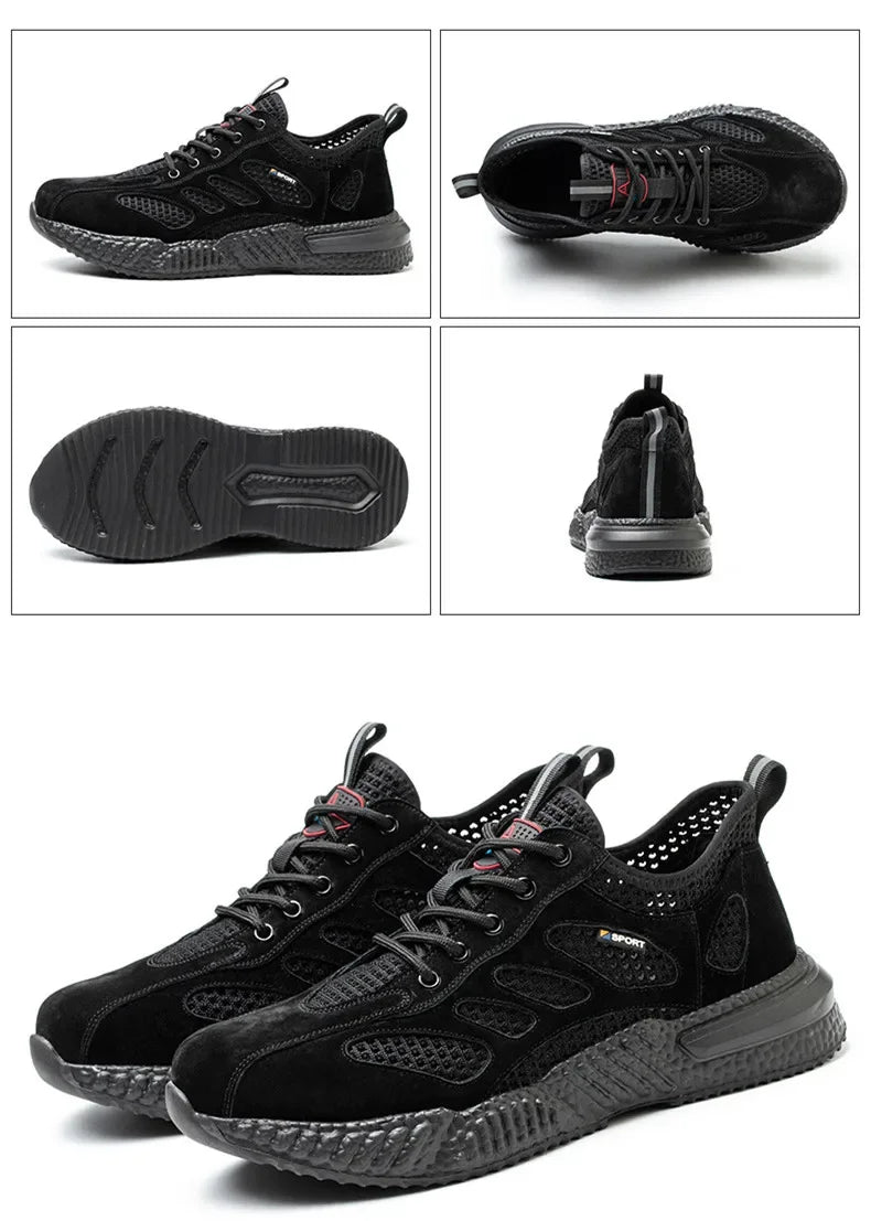 Summer Ssafety Shoes Breathable Lightweight Work Shoes With Steel Toe Anti Puncture Protective Shoe Safety Work Sneakers For Men