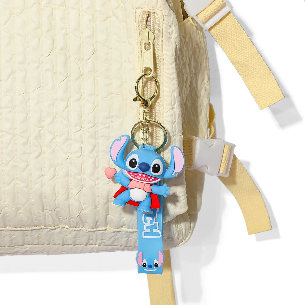 Stitch Keychain, Cute Stitch PVC Doll Key Chain with Chain Ring for Anime Lovers Kawaii Cartoon Bag Car Keys Accessories Gift