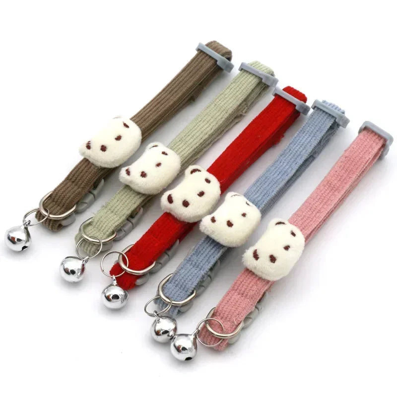 для собак Lovely Pet Collar Adjustable Cartoon Style Soft Pet Necklace with Bell Adjustable Small Dog Cat Collar Pet Supplies