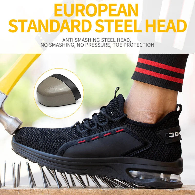 Safety Shoes Work Sneakers Steel Toe Men Women Anti Smash Puncture Proof Work Boots Indestructible Safety Shoes Light Breathable