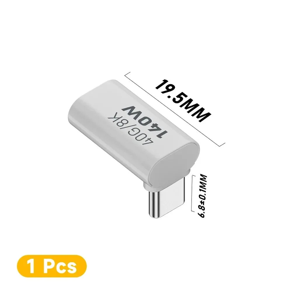 Type C Male Female 90 Angle Cable USB C Extension Cable Fast Charging 40Gbps Data Transfer 8K Extension Connector Thunderbolt 3
